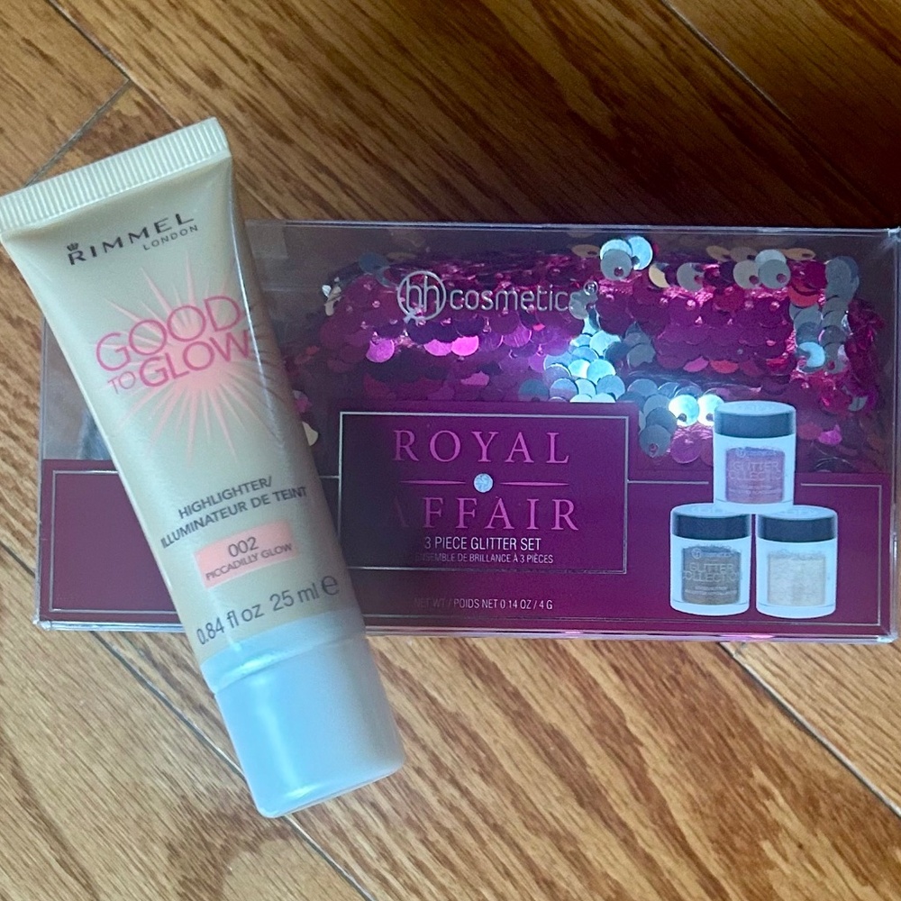 NEW Makeup Bundle-BH Cosmetics Royal Affair Glitter Set & Rimmel Highlighter